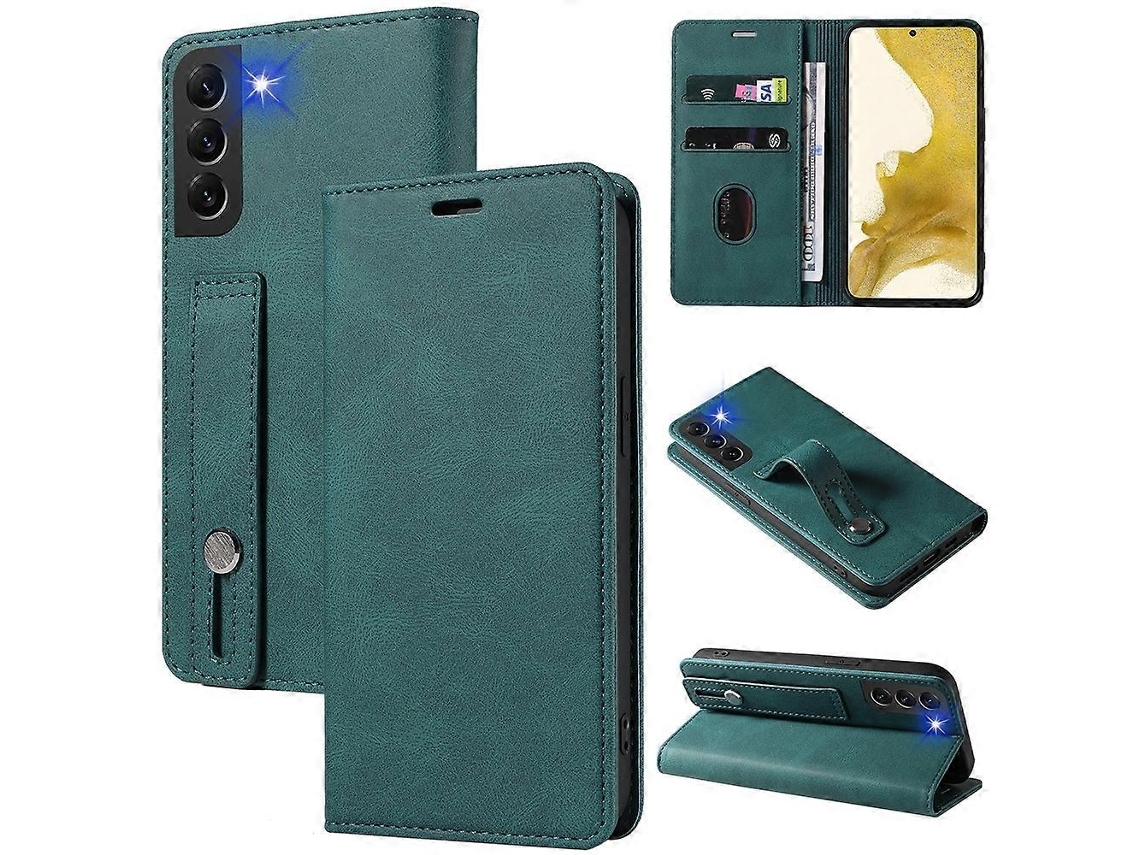 Capa De Couro Com Pulseira Magnética Para Samsung Galaxy S22 5g