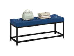 Banco de canto em veludo azul escuro, base de metal, 117x40x48cm BTFORUS