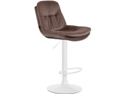 Banco De Bar Em Veludo Laurel Marrom/metal Fosco Branco Clp