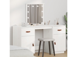 Vidaxl Conjunto De Toucador Com Luzes Led Pinho Maciço Branco
