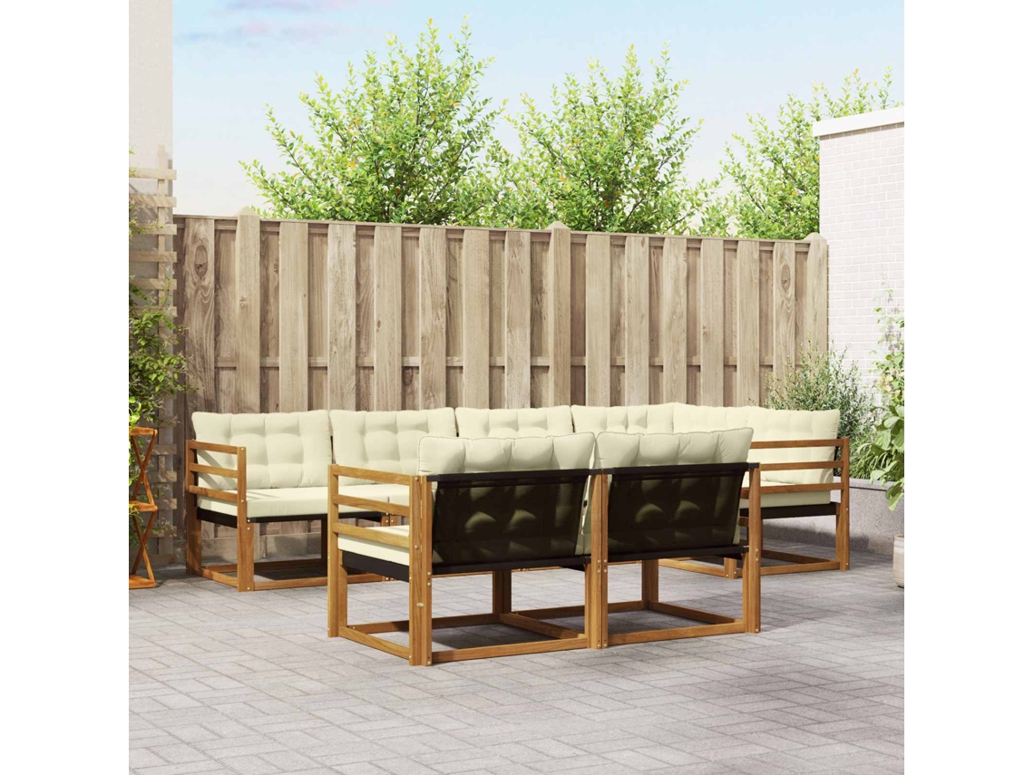 Vidaxl Conjunto De Sofás Para Exterior 7 Pcs Natural E Creme