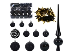 Conjunto 61 Enfeites De Natal Vidaxl Preto Plástico (ø 6 Cm)