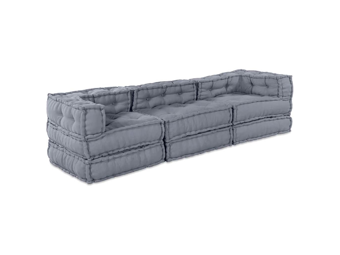 Vidaxl Unidade De Sofá Modular 3 Pcs Cinzento Tecido