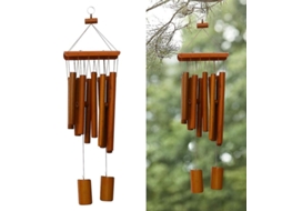 Sino De Vento De Bambu Outdoor Madeira Musical Para Jardim, Pátio