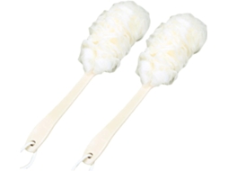 Escova Esfoliante Corporal Branca De Cabo Longo, 2 Peças