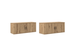 Conjunto 2 Solução De Armazenamento De Parede Vidaxl Castanho Derivados De Madeira (100 X 34,5 X 40 Cm)