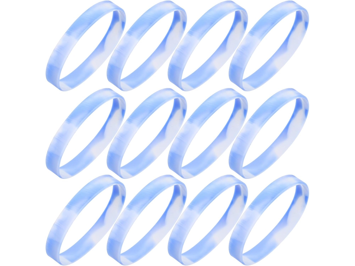 Conjunto De 20 Pulseiras Elásticas Silicone Para Identificação Em Shows E Eventos, Com Estampa Camuflada Azul