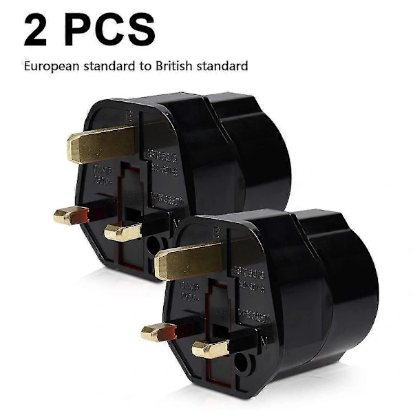 2x Adaptador De Tomada Viagem Para Inglaterra, Adaptador De Tomada Viagem Ue Para, Adaptador De Tomada Viagem Preto