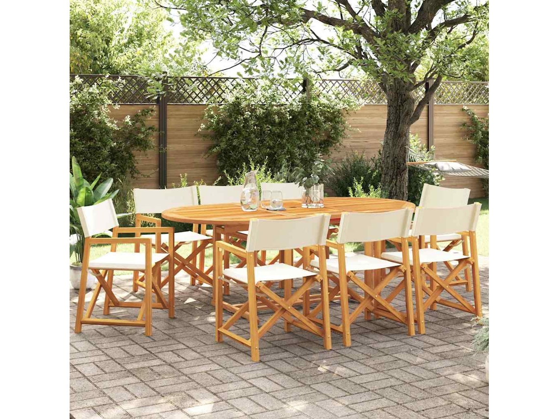 Vidaxl Conjunto De 8 Cadeiras Dobráveis Em Tecido Branco Creme.