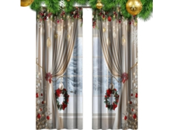 Cortinas De Natal Reutilizáveis Para Sala De Estar Com Estampa De Ramos De Pinheiro |