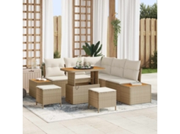 Vidaxl Conjunto De Sofá De Jardim Com Almofada 8 Pcs Bege E Creme