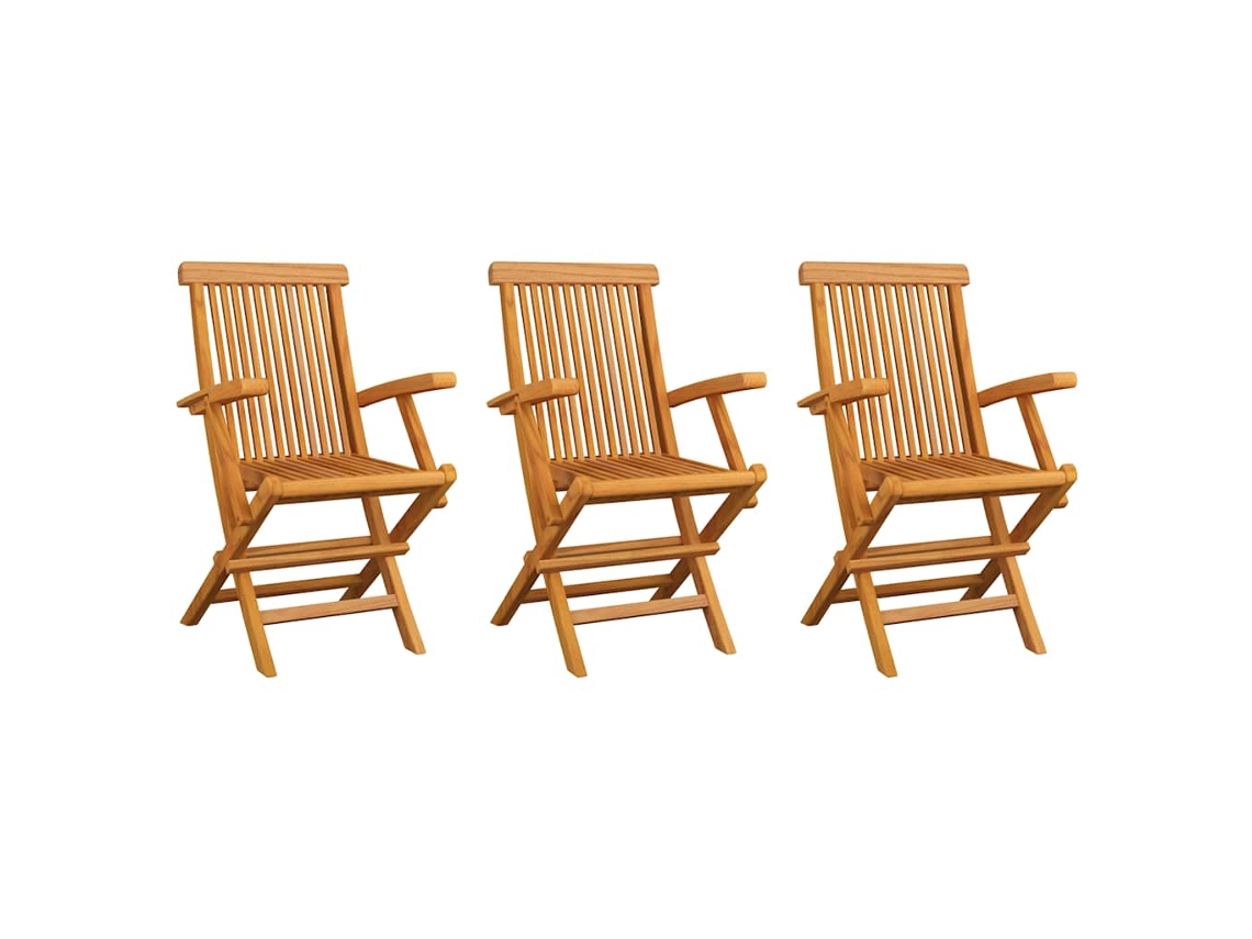 Cadeiras de Jardim 3 Pcs Madeira Teca Sólida MAISON EXCLUSIVE