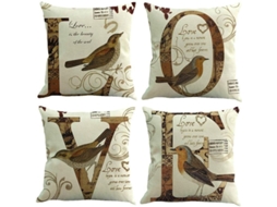 Conjunto de 4 capas de travesseiro 45x45cm decorativo de verão com zíper escondido | S/MARCA