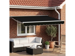 Vidaxl Toldo Retrátil Elétrico Preto E Branco 3 X 2,5 M