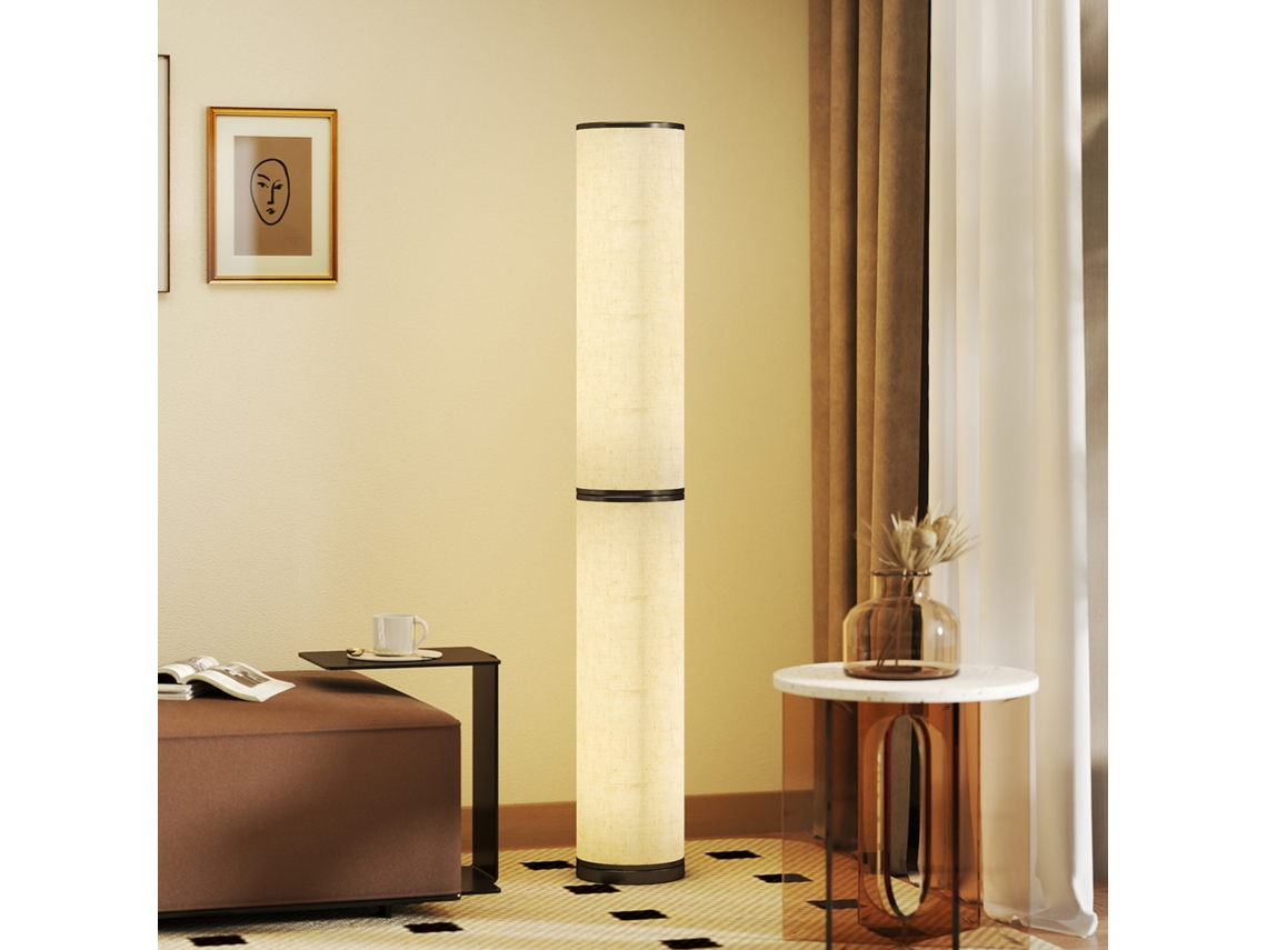 Regulação. Controle Estar Remoto Magnético. Ø. 20 X 135 Cm Bege Abajur De Pé Led. Piso Sala