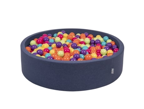 Piscina de bolinhas redonda grande 120X30Cm/300 bolas coloridas para bebês e crianças Azul escuro: Verde claro / Amarelo / Turquesa KIDDYMOON