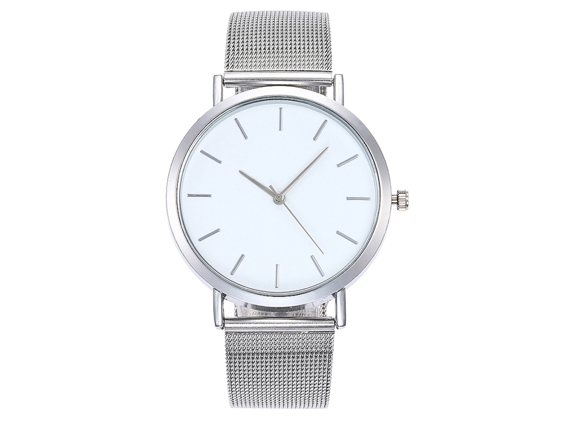 Reloj De Pulsera De Aleación Con Dial Redondo Analógico De Cuarzo Para Mujer Y Hombre (plata)