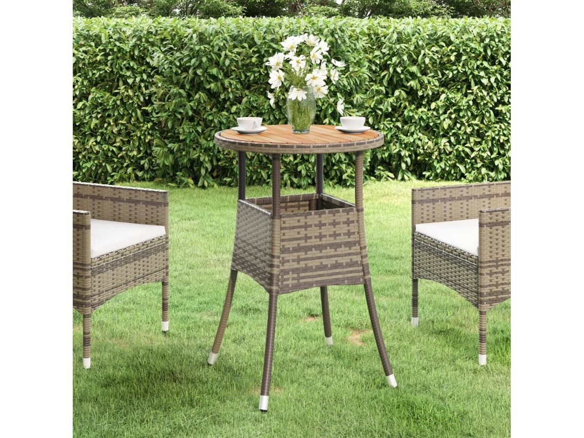 Mesa De Jardim Ã˜60x75 Cm Madeira De Acãcia E Vime Pe Cinza DKD HOME DECOR