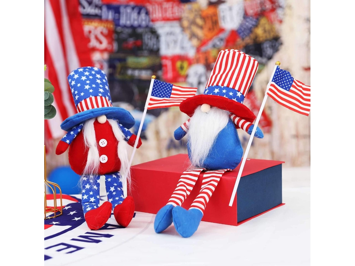 Conjunto de 2 Gnomos para o Dia da Independência (4 de Julho) - Decoração para o Dia da Independência - Gnomo Patriótico - Em