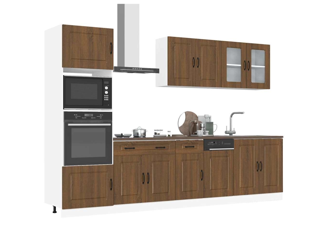 Vidaxl 7 Peças Armário De Cozinha Conjunto Kalmar Carvalho Castanho