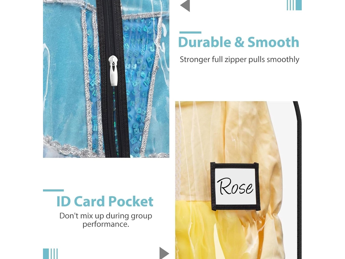 Conjunto de 3 Capas para Roupas Dança Infantis 40 Polegadas BRILVIBERA (rosa)