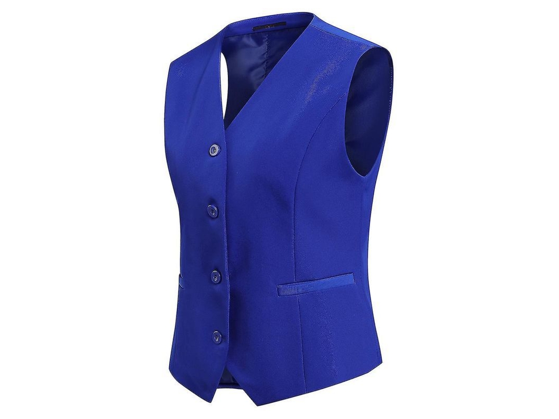 Colete Slim Feminino Com Recorte 3d E Gola V - Ideal Para Trabalho E Ocasiões Casuais Azul