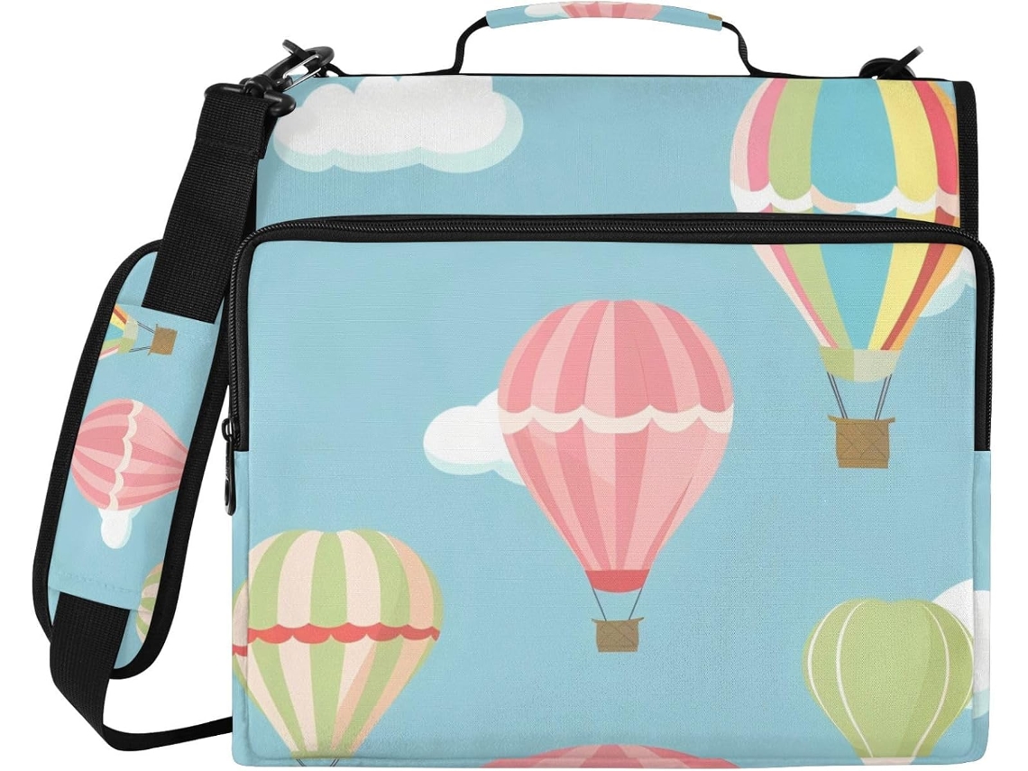 Bolsa Organizadora De Documentos Impermeável Escola, Com Estampa De Balão Ar Quente Colorido Desenho Animado 1, 5 Polegadas