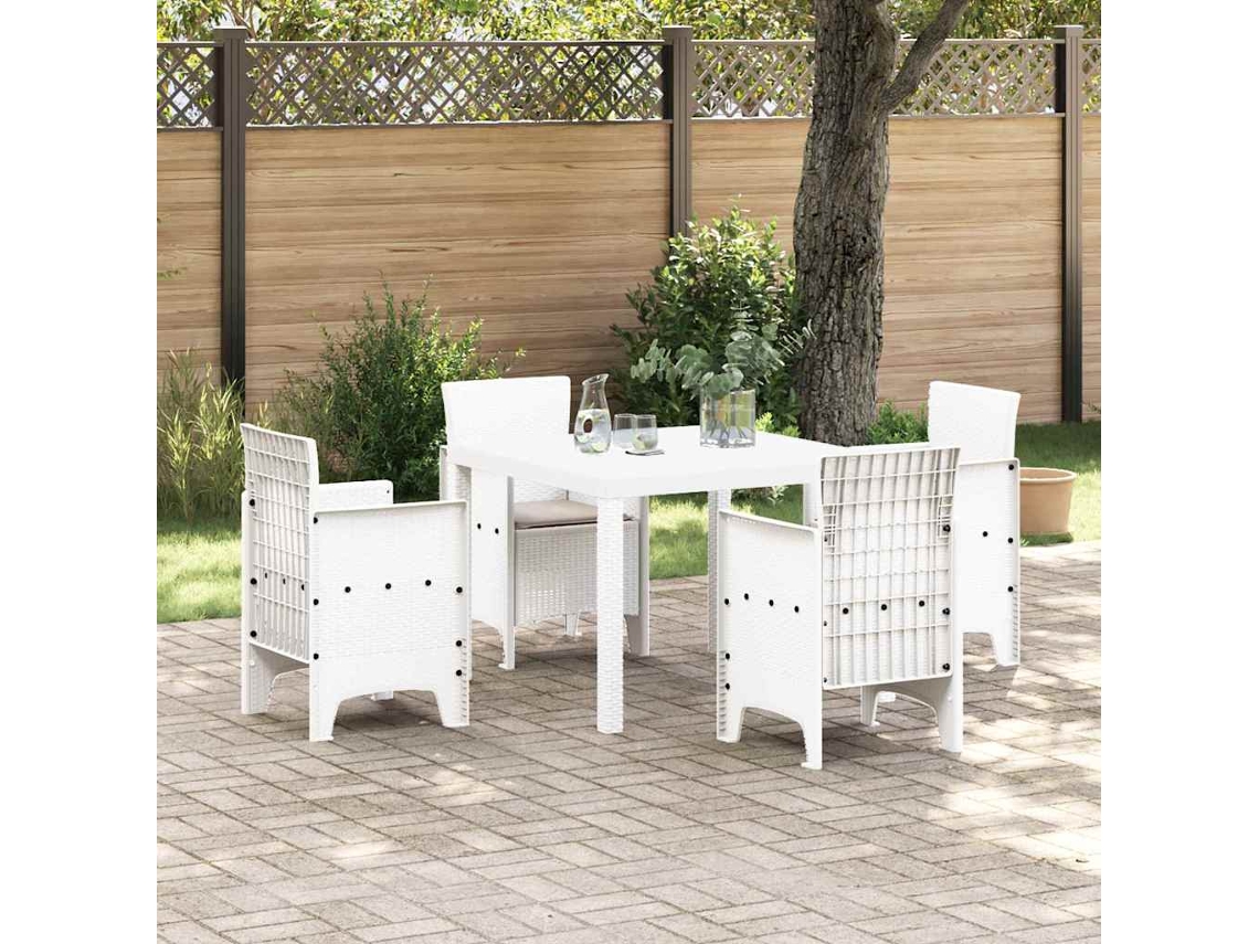 Vidaxl Conjunto De Jantar Para Jardim 5 Unid. Branco Polipropileno