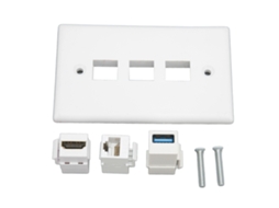Aetheria placa de Parede Interface Multimídia Hd 3 Portas Cat6 Usb3.0 Outlet