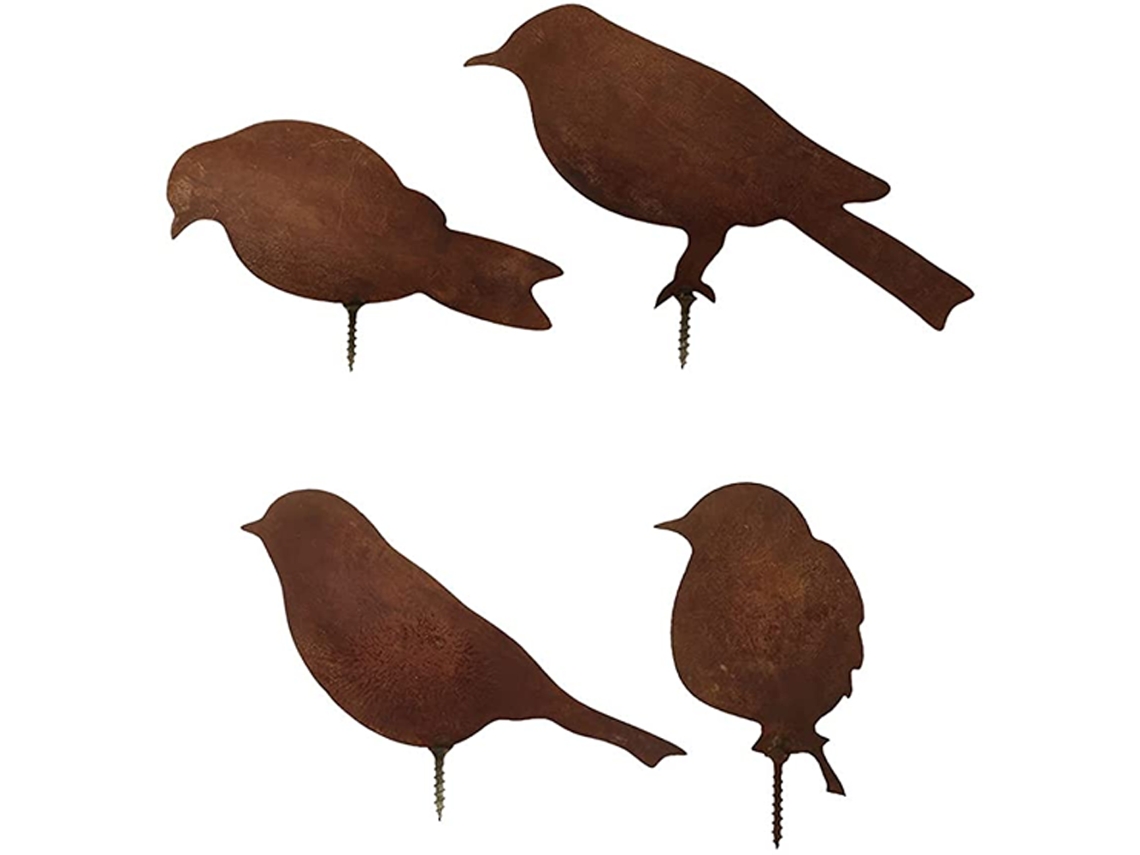 Pássaros De Metal Com Pátina Realista, Enfeites De Jardim Em Silhueta, Artesanato Requintado Realça O Charme Natural Do Seu Jardim