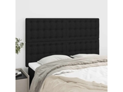 Vidaxl Cabeceira Preta 144x5x118/128 Cm Tecido