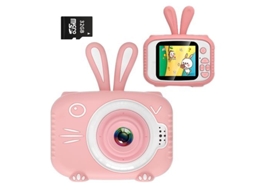 Câmera Infantil, Tela Hd De 2,0 Polegadas, 20 Mp/1080p, Câmera Dupla, Com Cartão Tf De 32 Gb, Capa, Rosa Brilvibera