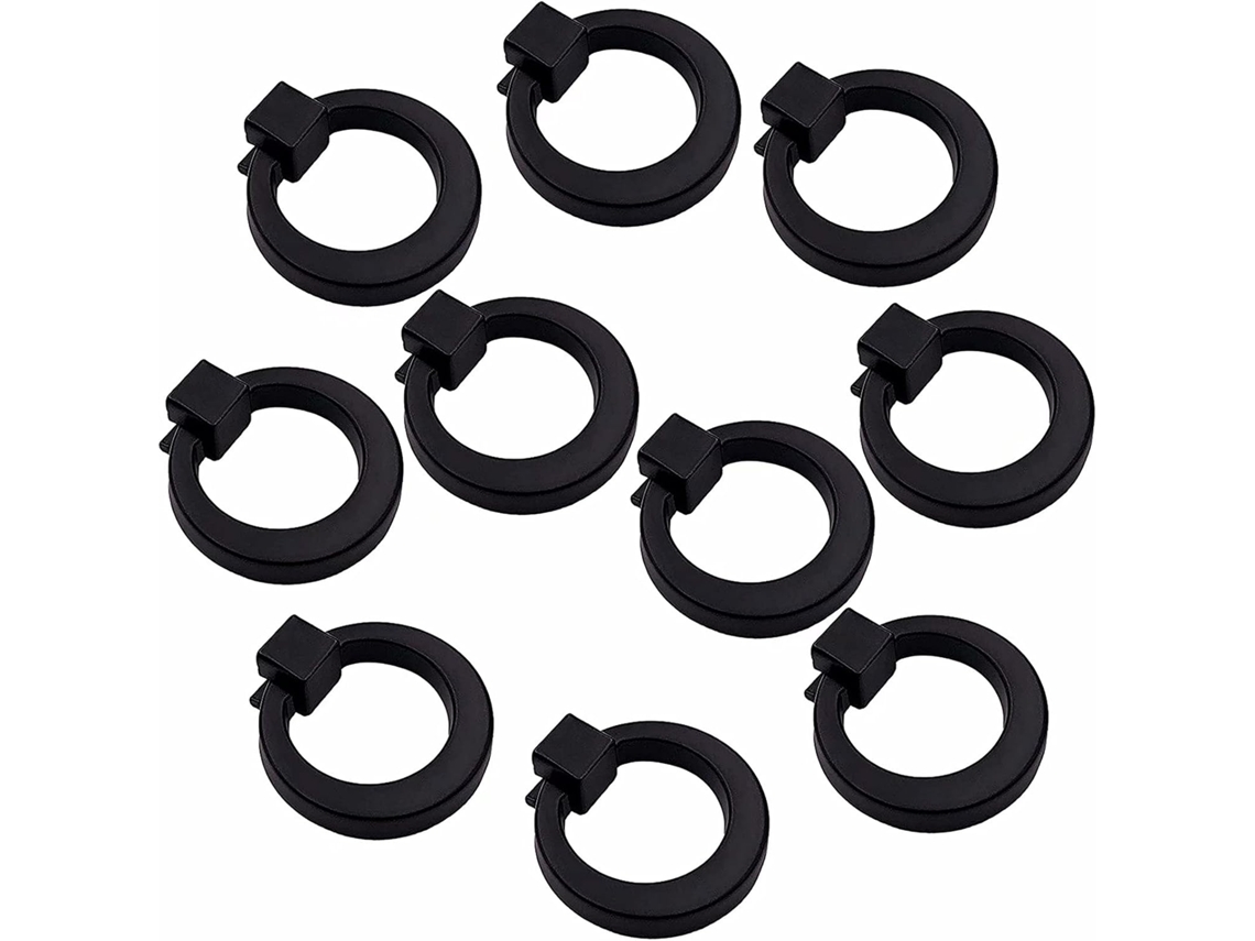 Conjunto De 10 Puxadores Pretos Em Formato Cogumelo Com Furo Único, Puxadores Redondos Para Gavetas, Puxadores Longos