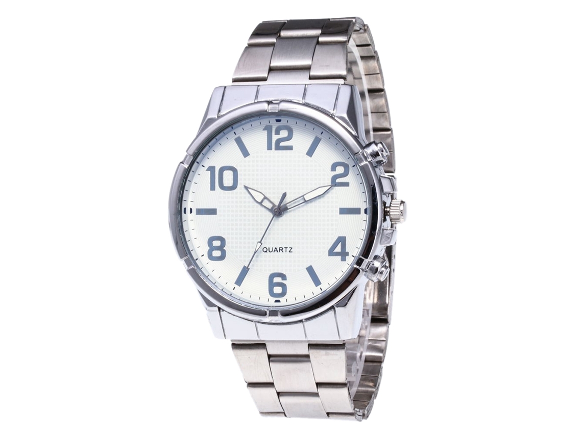 Reloj De Cuarzo Hombre Con Correa De Acero Dial Grande Casual Zhoulianfa (plata Blanca)