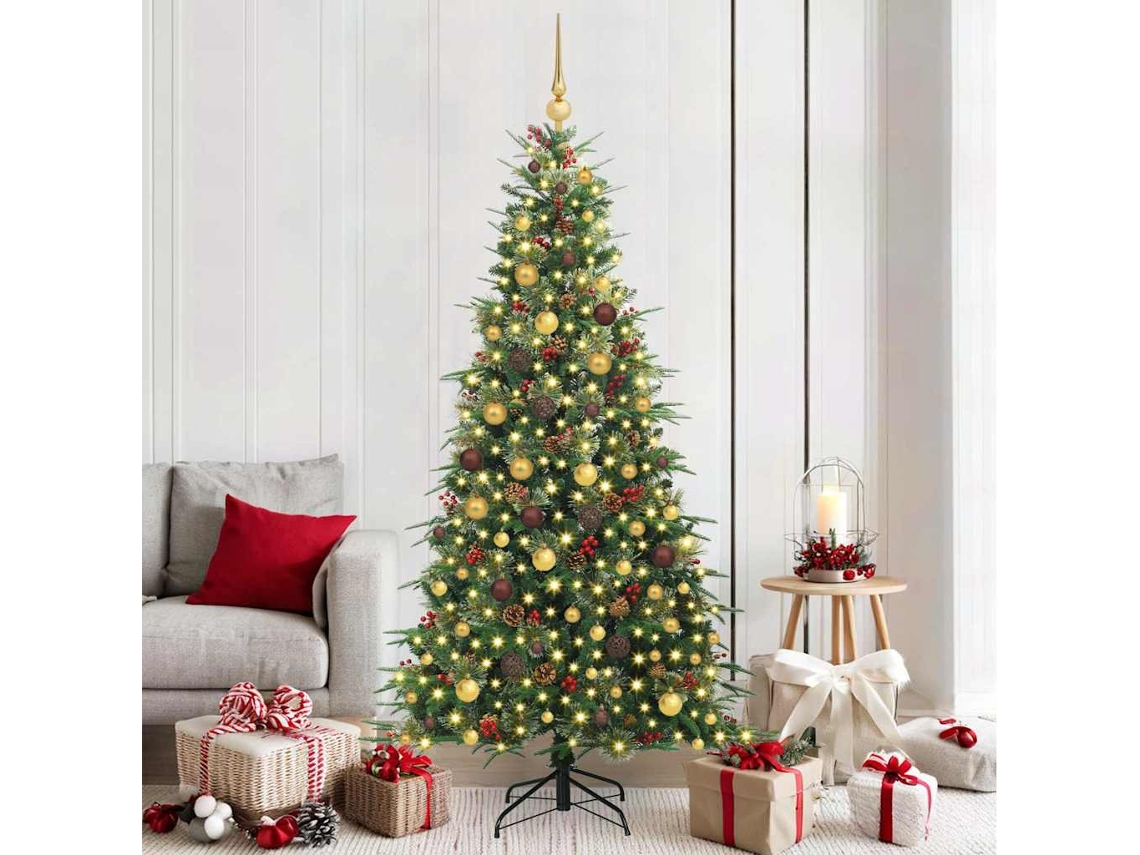 Vidaxl Árvore De Natal Articulada Artificial Verde 210 Cm Pe E Pvc