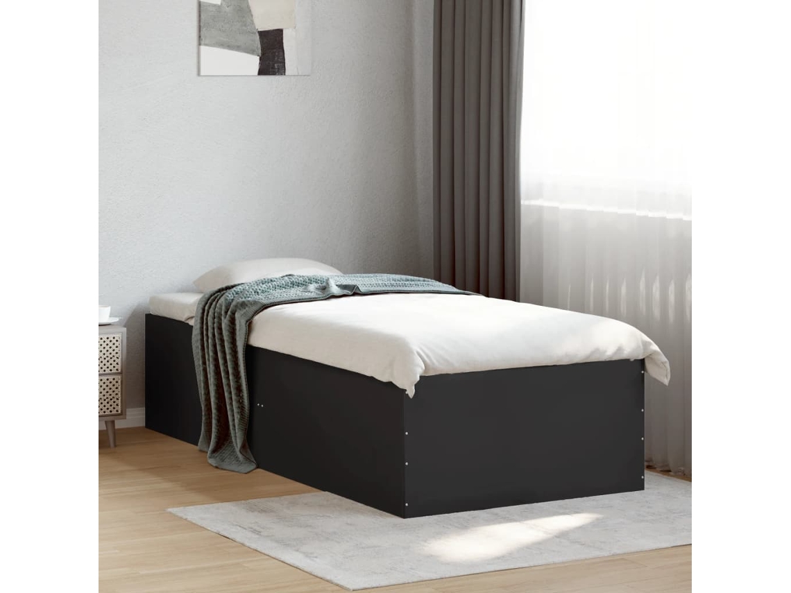 Vidaxl Estrutura De Cama 90x200 Cm Derivados De Madeira Preto