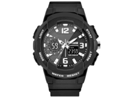 Reloj Digital Analógico Dual Smael Impermeable Cuarzo Pulsera Negro Plata