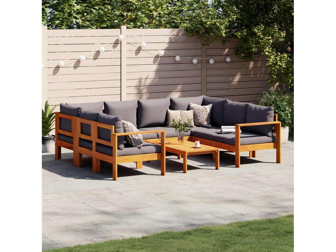 Conjunto De 6 Peças De Sofás De Jardim Com Almofadas Acácia Maciça Dkd Home Decor