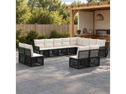 Vidaxl Conjunto De Sofá De Jardim 12 Unid. Preto E Branco Creme