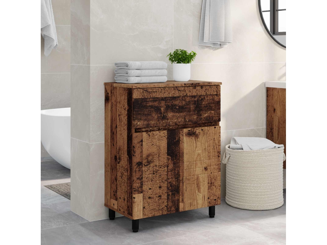 Vidaxl Unidade De Vaidade Para Banheiro Madeira Antiga 60 X 35 X 80 Cm