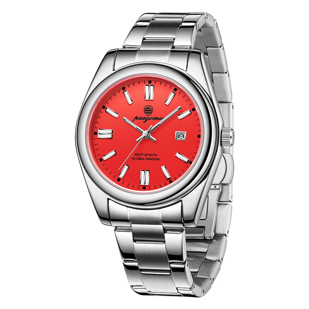 (vermelho) Relógio Casual Clássico, À Prova D'água E Com Visor Luminoso, Ideal Para Ocasiões Formais De Negócios.