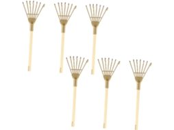 Conjunto De 6 Mini Ancinhos De Ferro Forjado Dourado Com 7 Dentes, Decoração Em Miniatura Para Casa.