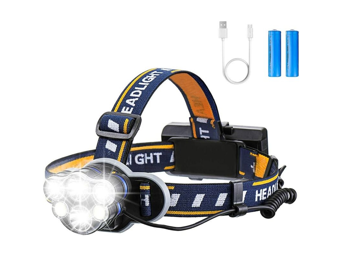 Lanterna de Cabeça LED Pesca Noturna USB, Conjunto 6 BRILVIBERA
