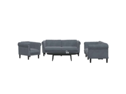 Vidaxl 3 Pcs Conjunto De Sofás Veludo Cinzento-escuro