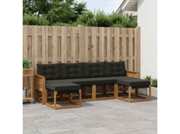 Vidaxl Conjunto De Sofás Para Exterior 6 Pcs Natural E Preto