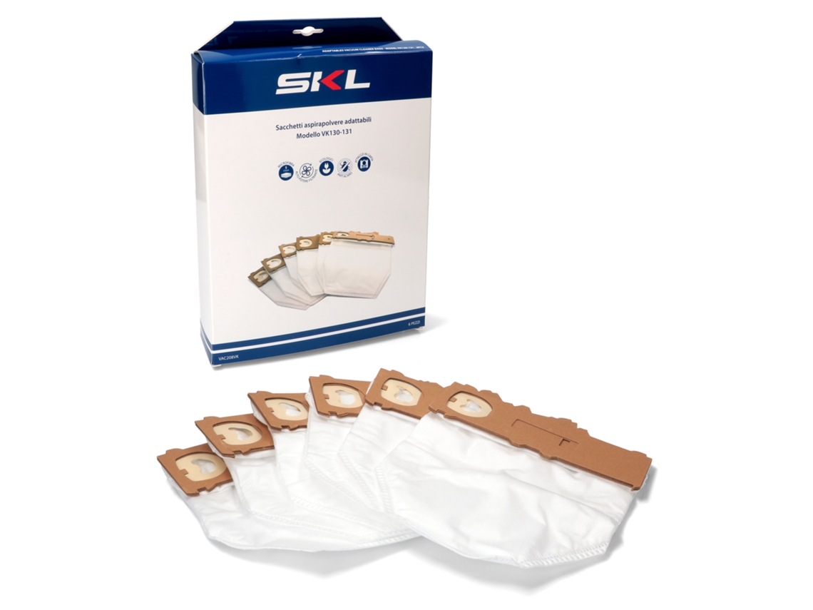 Saco para Aspirador de Pó, 6 Unidades Vk130 Aspirador Vac208vk