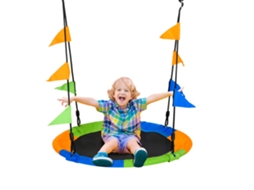 Balanço Cesto Redondo Bird's Nest Ø100cm 2 Anéis Incluídos Capacidade 80kg Metal Pp Oxford S/MARCA
