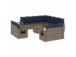 Conjunto de Sofá de Jardim, 12 Peças, Almofadas, Rattan Cinza MAISON EXCLUSIVE