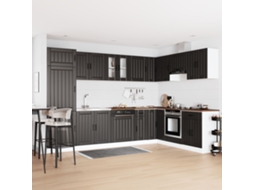 Mobiliário De Cozinha | Armário De Cozinha Lucca Com Pias Duplas Pretas Em Madeira Compósita Lovely Home