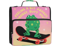 Pasta de Argolas Frog Butt You com 3 Argolas, 3,8 Cm, Alça, Fácil Transportar, Organizador Documentos para Esc